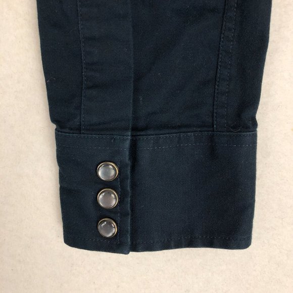 Structure Men's Size Small Blue Collared Long Sleeve Pearl Snap Cotton Shirt - Picture 4 of 9